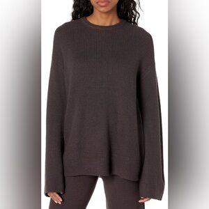 The Drop Women's Alice Crew-Neck Back-Slit Ribbed Pullover Sweater